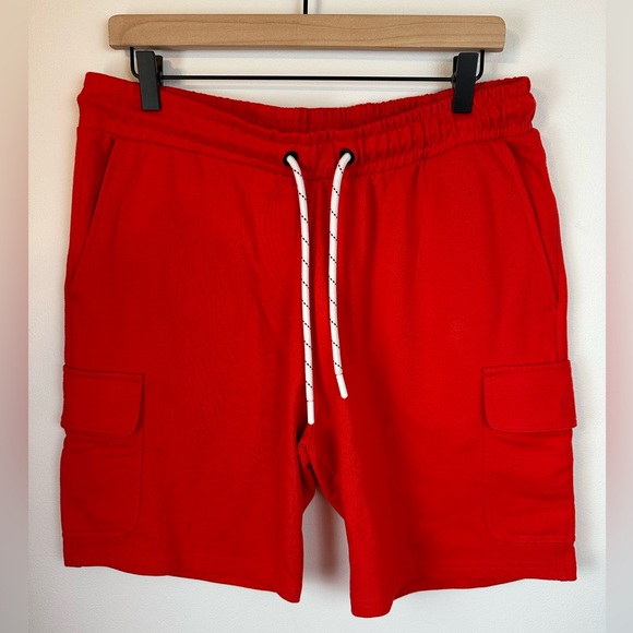 SOVEREIGN CODE Mens Red Elastic Waist Cargo Shorts NWT | Size Large - Picture 1 of 10